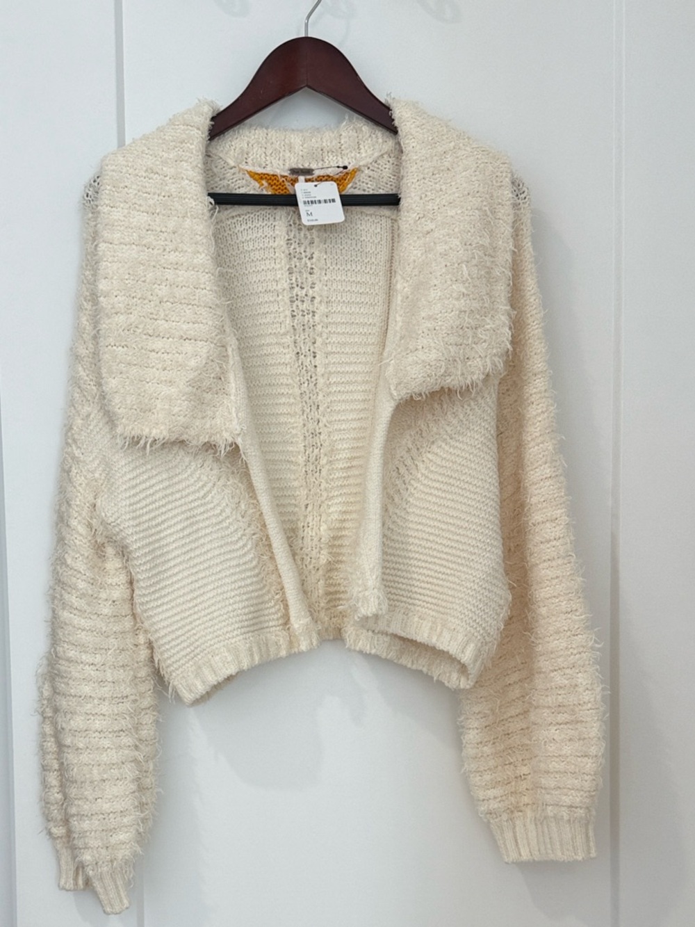 Free People Cream Open-Front Cozy Cardigan